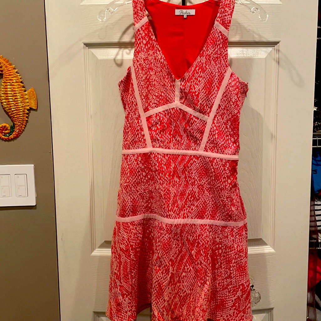 Parker Coral And White Mini Dress